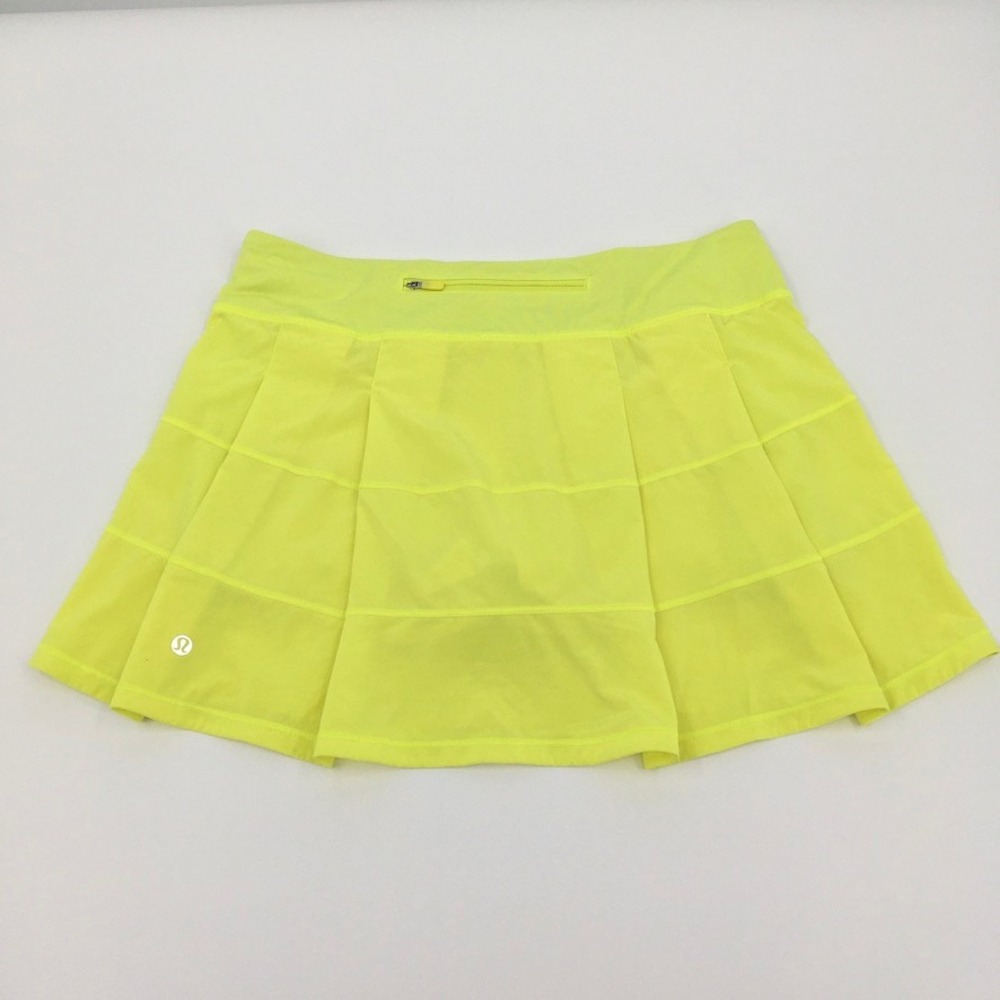 Lululemon Pace Rival Skirt Skort Sz 8 Highlighter Yellow Neon Pickleball Tennis - Picture 2 of 12